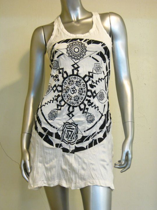 Womens White Chakra Ohm Mandala Tank Dress