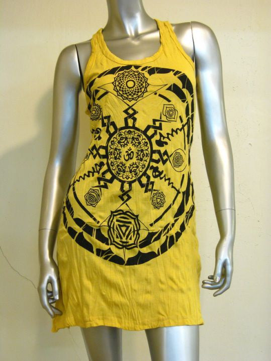 Womens Yellow Chakra Ohm Mandala Tank Dress