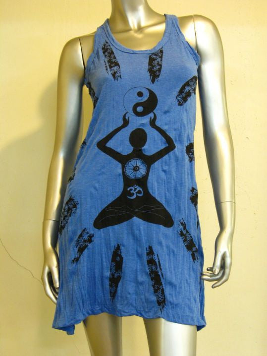 Womens Blue Yin Yang Yoga Tank Dress