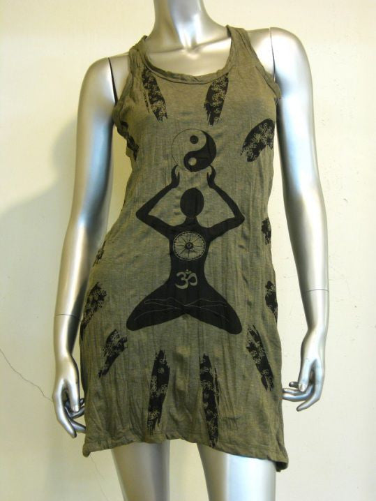 Womens Green Yin Yang Yoga Tank Dress