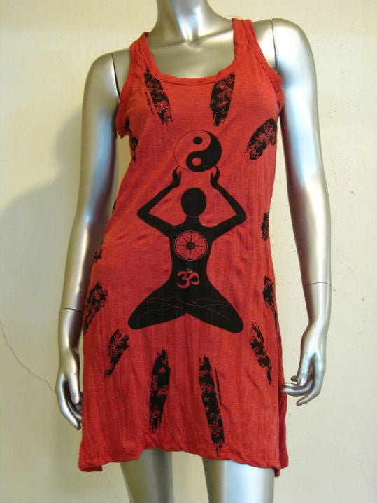 Womens Red Yin Yang Yoga Tank Dress