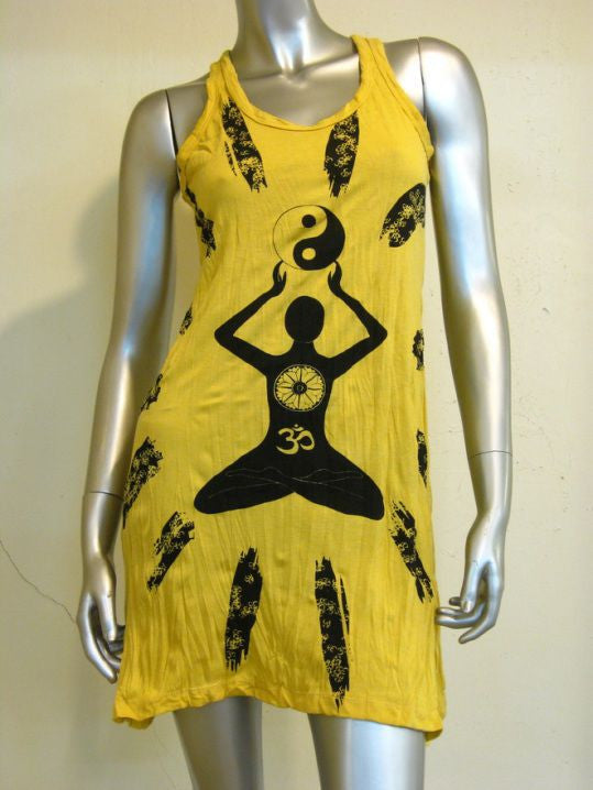 Womens Yellow Yin Yang Yoga Tank Dress