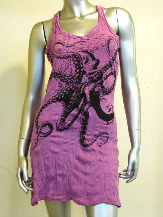 Womens Purple Octopus Tank Dress
