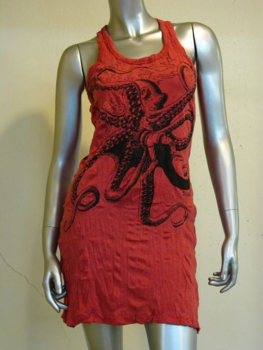 Womens Red Octopus Tank Dress