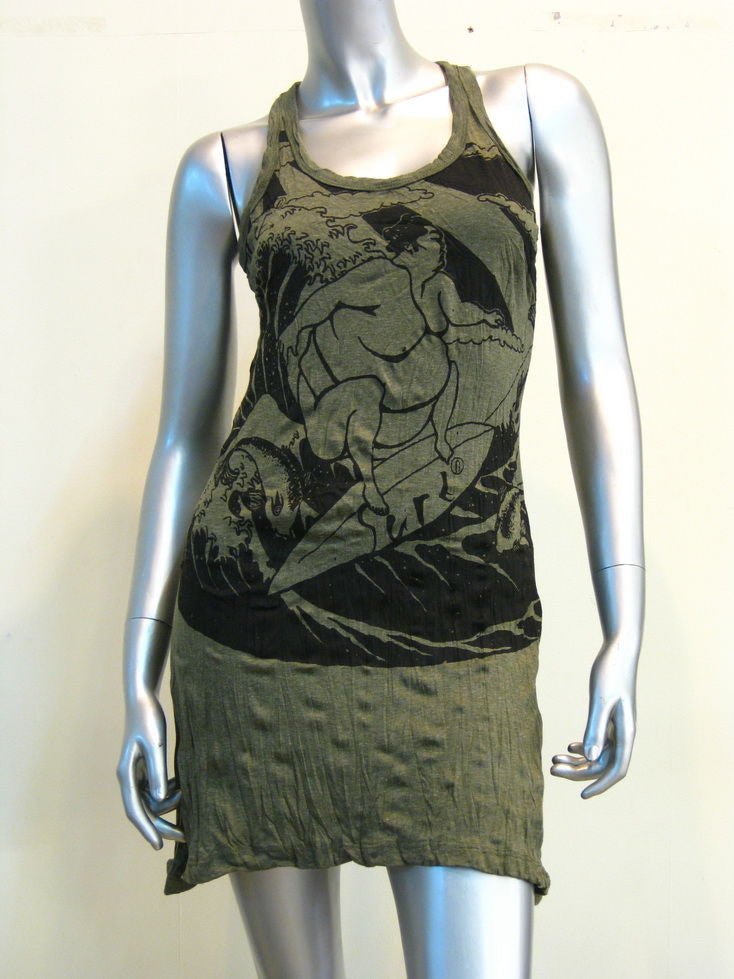 Womens Green Sumo Surfer Tank Dress