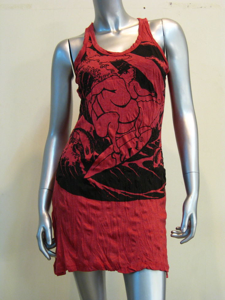 Womens Red Sumo Surfer Tank Dress