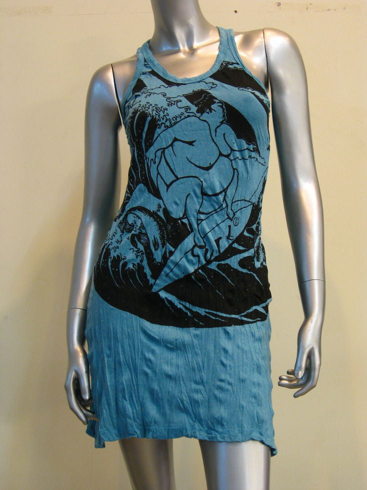 Womens Turquoise Sumo Surfer Tank Dress