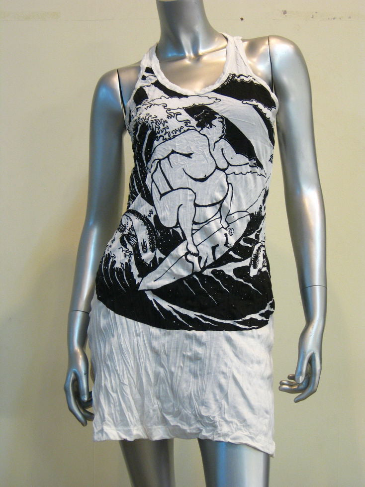 Womens White Sumo Surfer Tank Dress