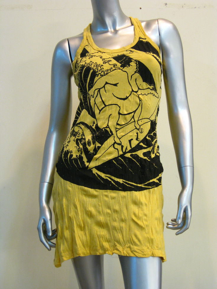 Womens Yellow Sumo Surfer Tank Dress