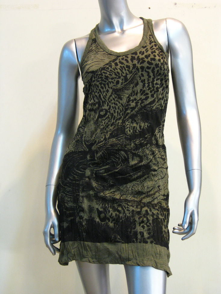 Womens Green Leopard Tank Dress