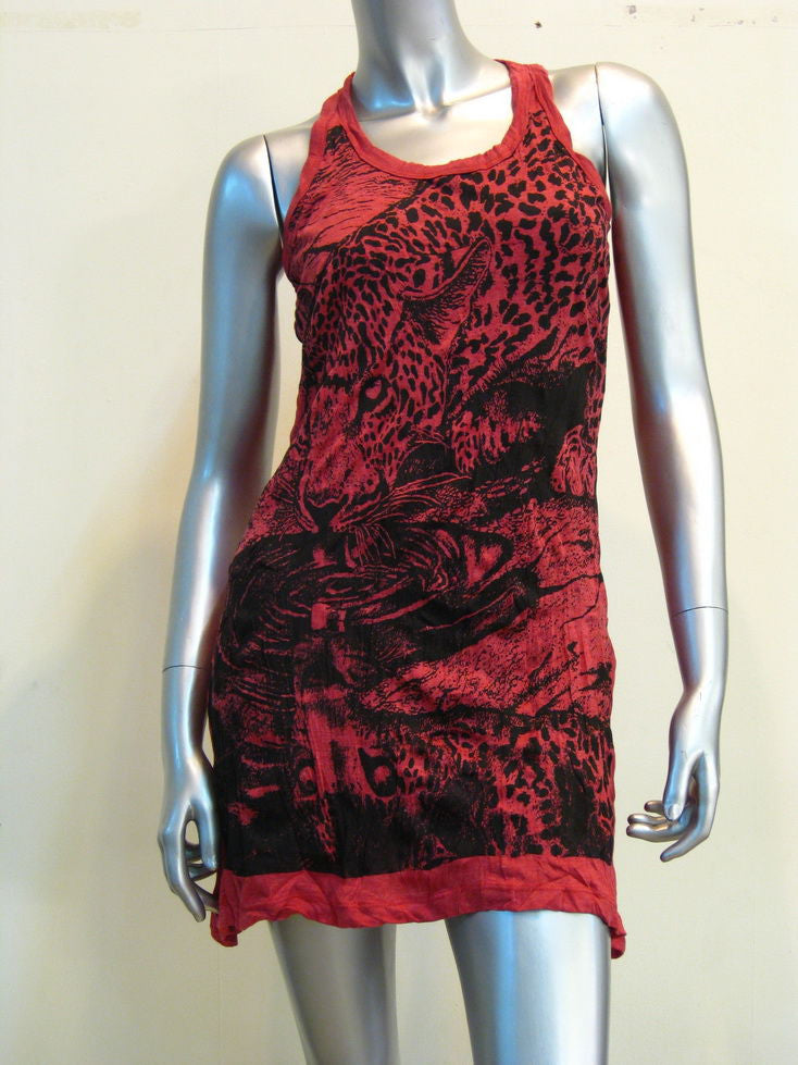 Womens Red Leopard Tank Dress