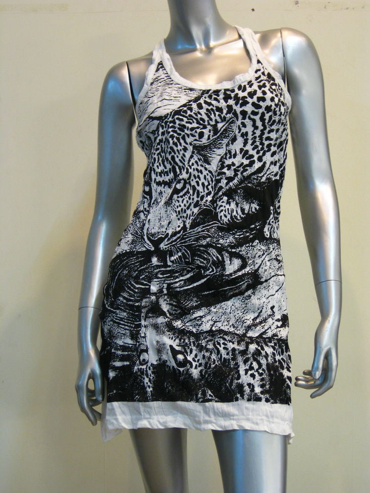 Womens White Leopard Tank Dress