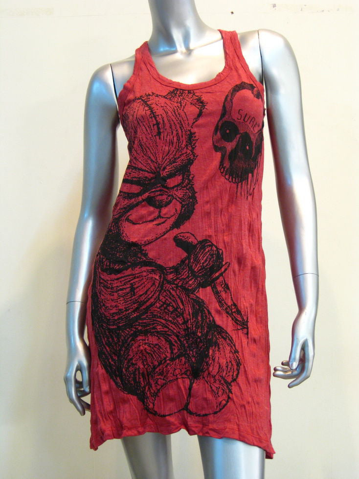 Womens Red Evil Teddy Tank Dress