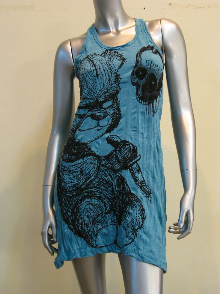 Womens Turquoise Evil Teddy Tank Dress
