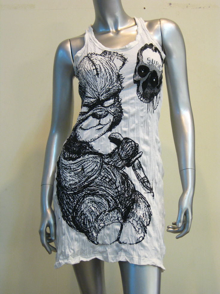 Womens White Evil Teddy Tank Dress