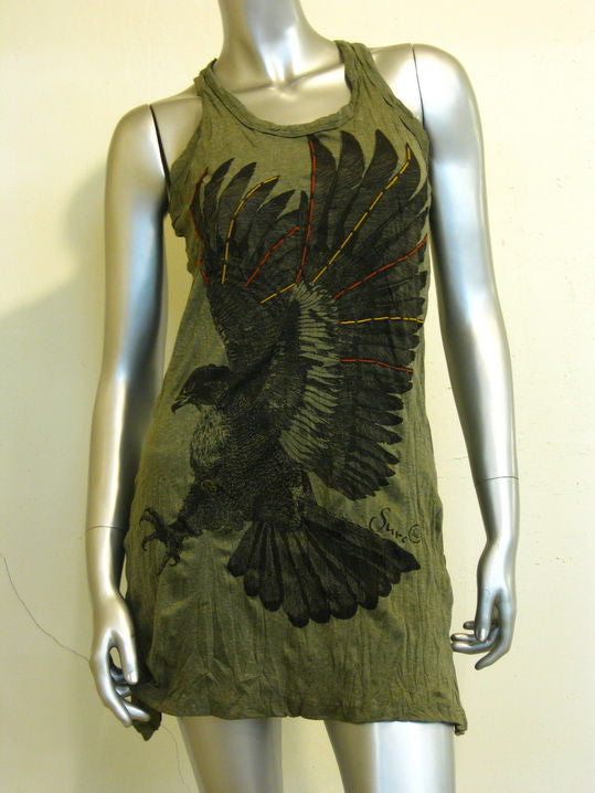 Womens Green Eagle Tank Dress