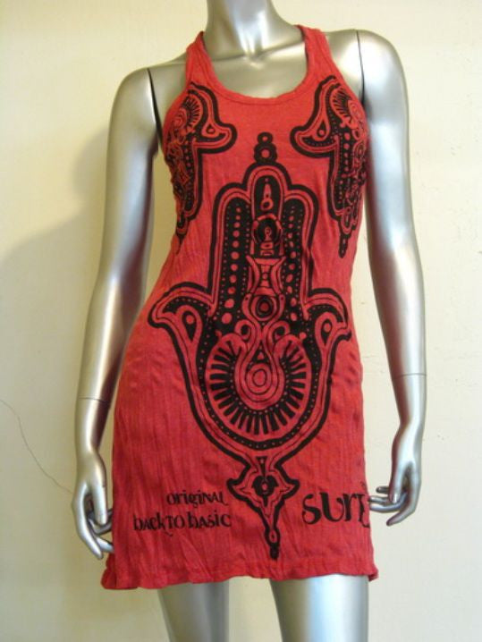 Womens Red Three Hands Tank Dress