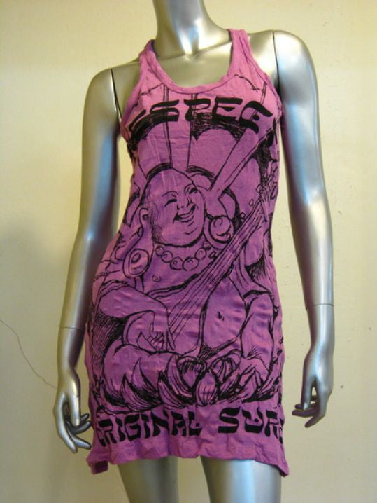 Womens Purple Mandolin Buddha Tank Dress
