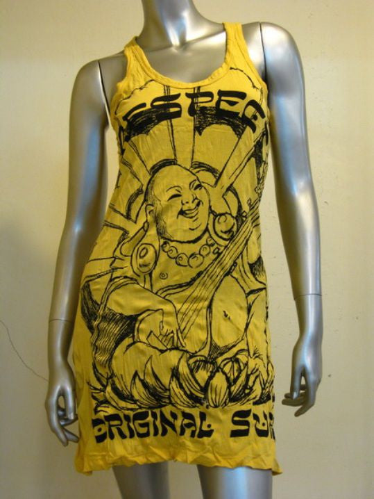 Womens Yellow Mandolin Buddha Tank Dress