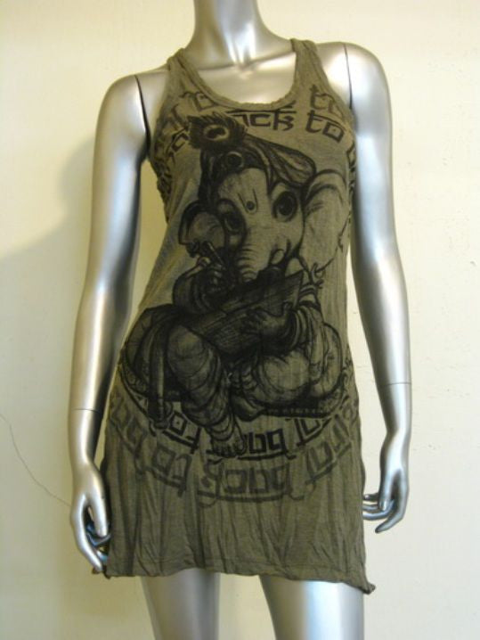 Womens Green Baby Ganesh Tank Dress