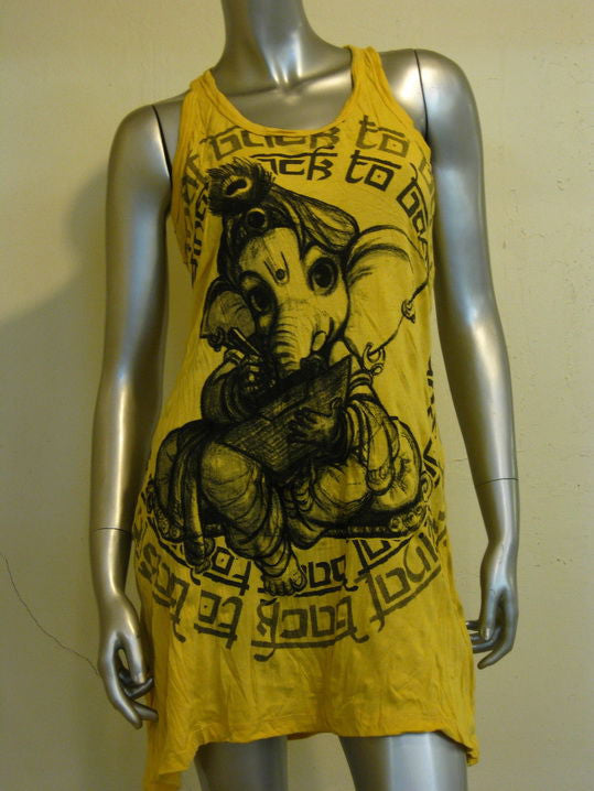Womens Yellow Baby Ganesh Tank Dress