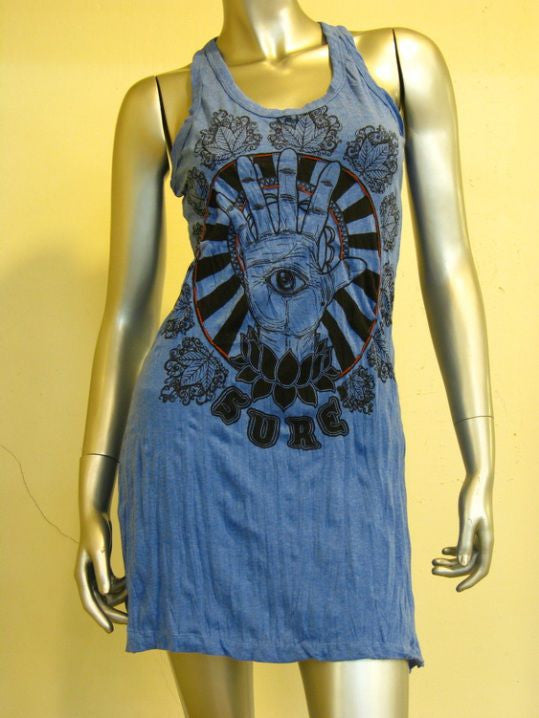 Womens Blue Eye Of The Hand Tank Dress