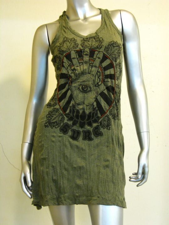 Womens Green Eye Of The Hand Tank Dress
