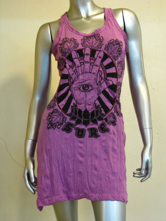 Womens Purple Eye Of The Hand Tank Dress