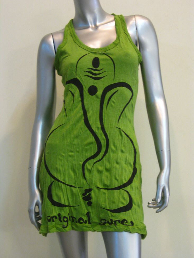 Womens Lime Abstract Ganesh Tank Dress