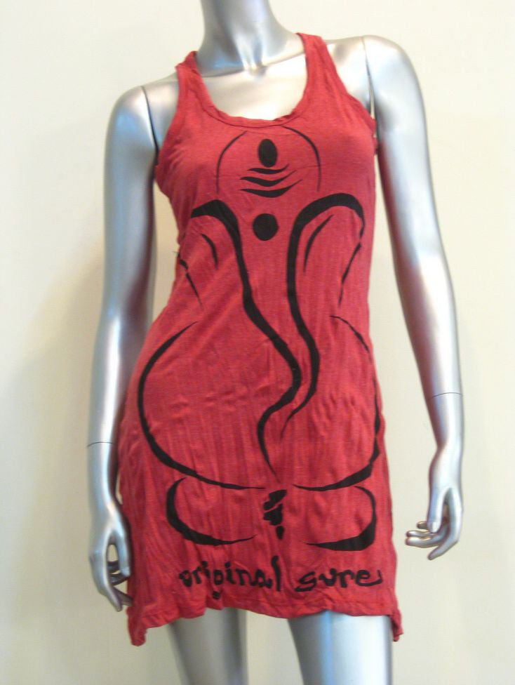 Womens Red Abstract Ganesh Tank Dress