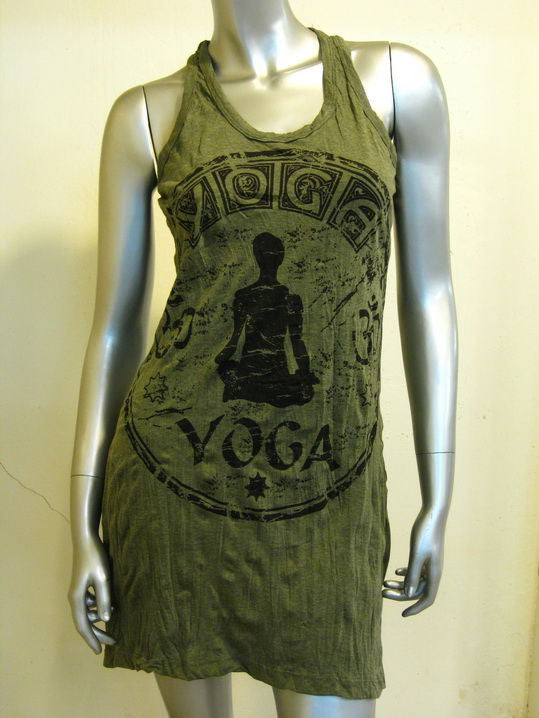 Womens Green Infinitee Yoga Stamp Tank Dress
