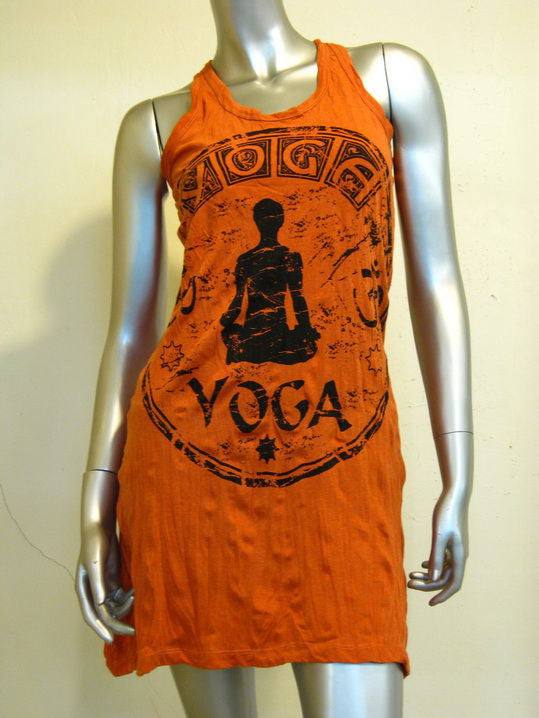 Womens Orange Infinitee Yoga Stamp Tank Dress