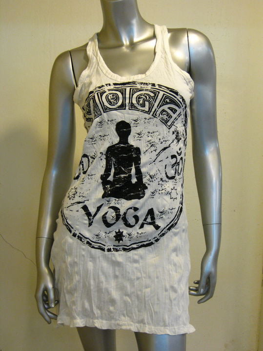 Womens White Infinitee Yoga Stamp Tank Dress