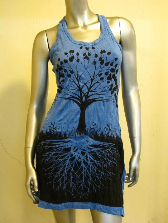 Womens Blue Tree Of Life Tank Dress