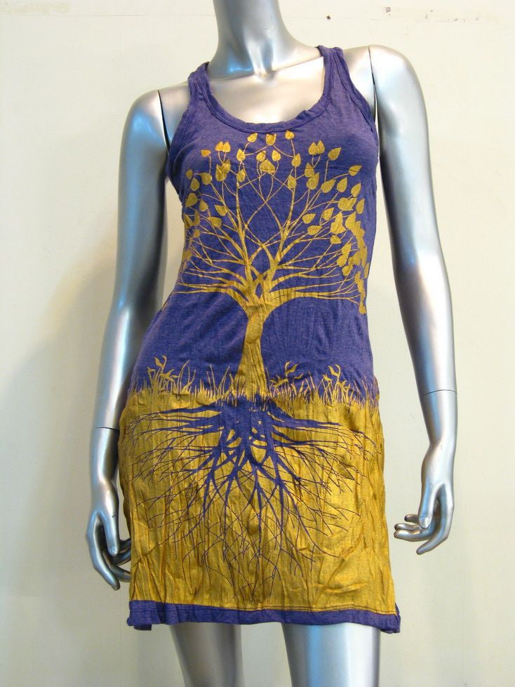 Womens Gold on Grape Tree of Life Tank Dress