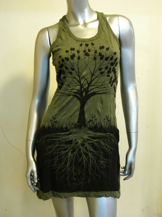 Womens Green Tree Of Life Tank Dress
