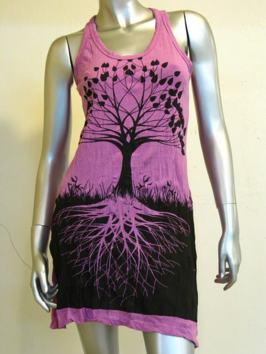 Womens Purple Tree Of Life Tank Dress
