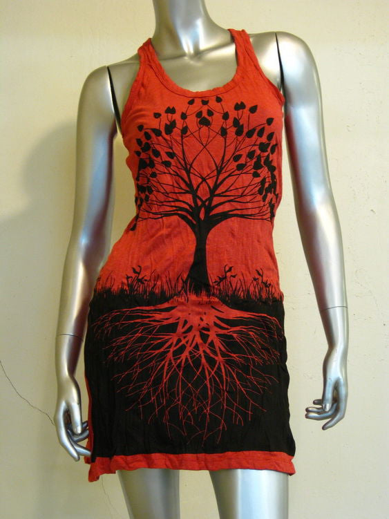 Womens Red Tree of Life Tank Dress