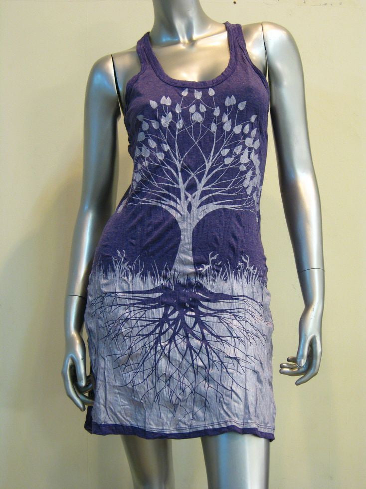 Womens Silver on Grape Tree of Life Tank Dress