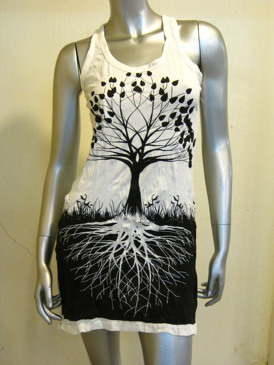 Womens White Tree Of Life Tank Dress