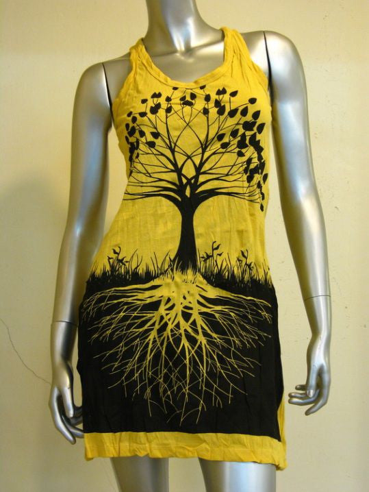 Womens Yellow Tree Of Life Tank Dress