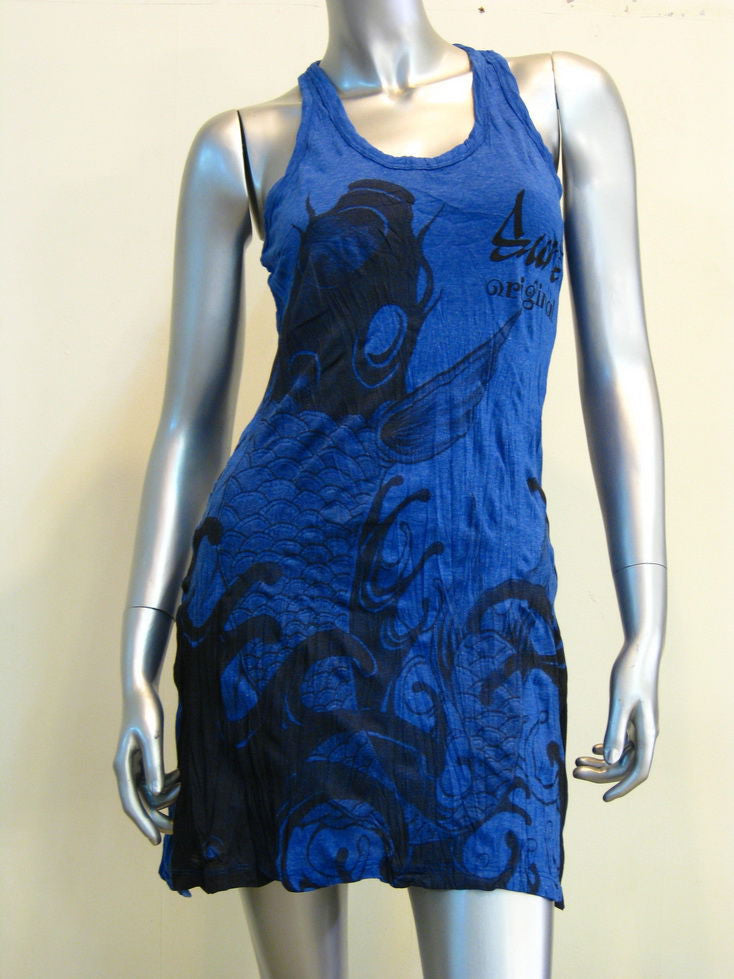 Womens Blue Koi Fish Tank Dress