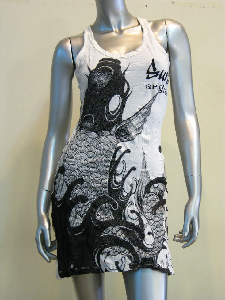 Womens White Koi Fish Tank Dress