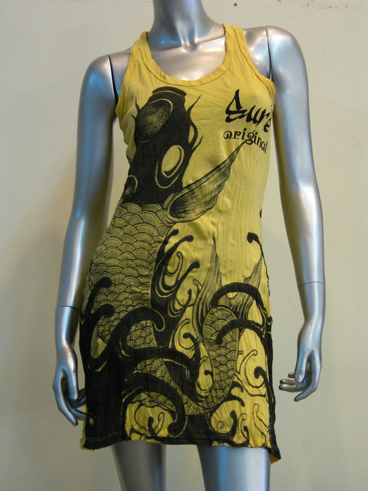 Womens Yellow Koi Fish Tank Dress