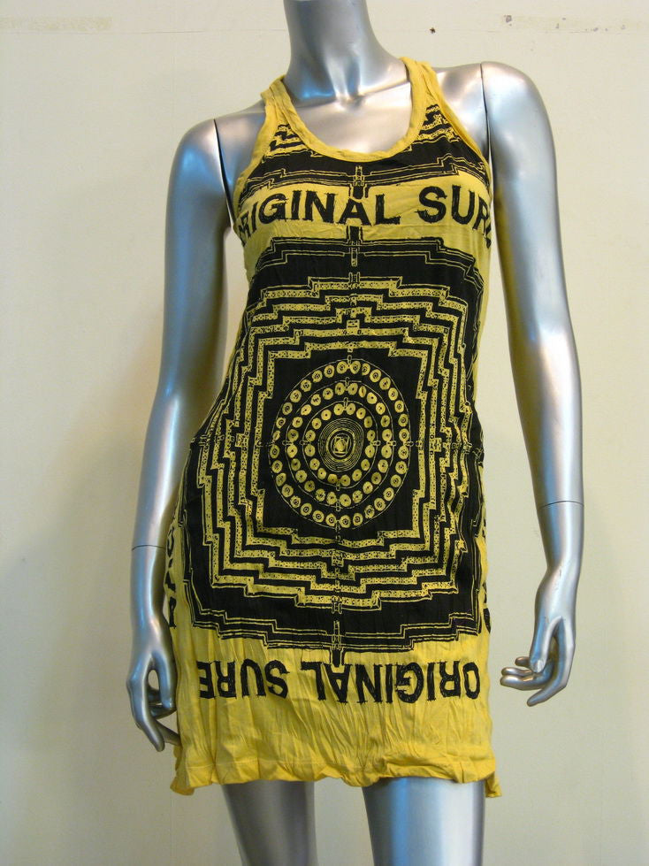 Womens Yellow Labyrinth Tank Dress