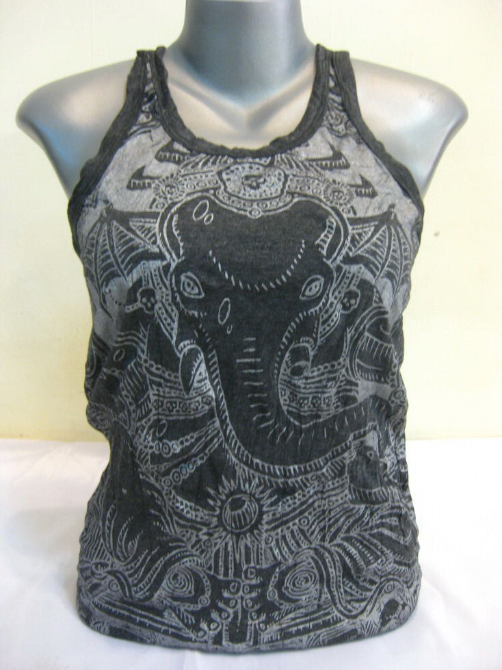 Womens Silver on Black Batman Ganesh Tank Top