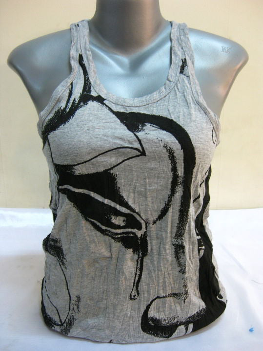 Womens Gray Crying Buddha Tank Top