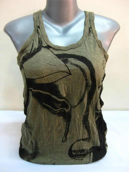 Womens Green Crying Buddha Tank Top