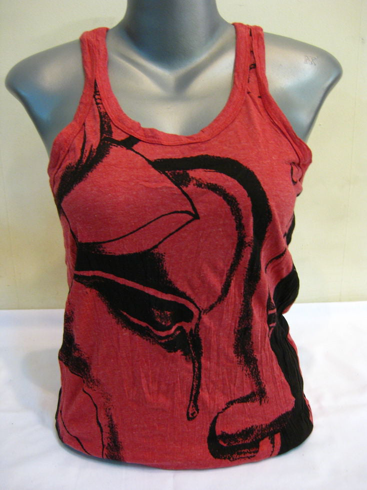 Womens Red Crying Buddha Tank Top