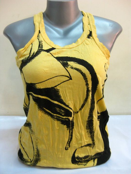 Womens Yellow Crying Buddha Tank Top